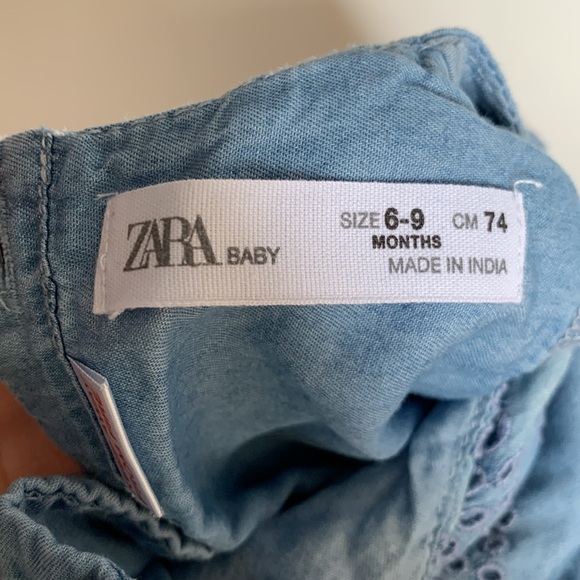 ZARA | blue chambray eyelet dress | 6-9 months | EUC - Picture 3 of 3